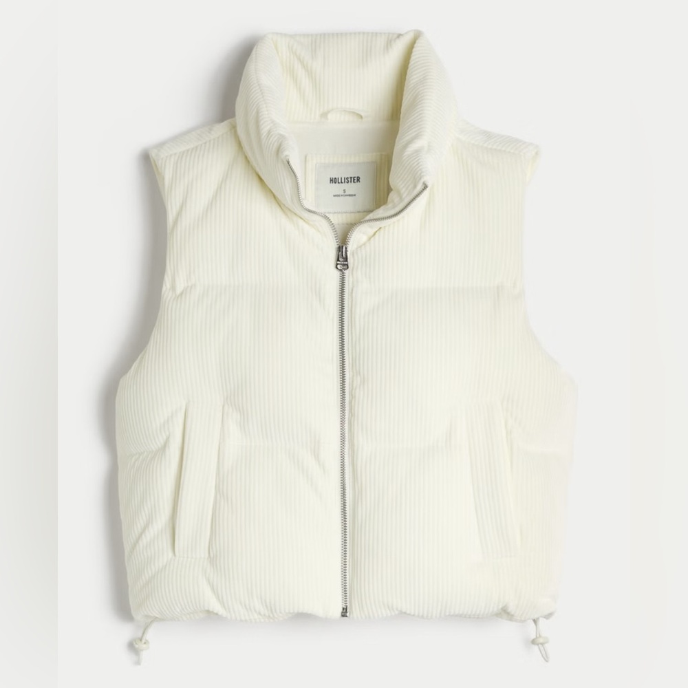 Hollister Women's Off White Ribbed Puffer Vest Size Medium NWT